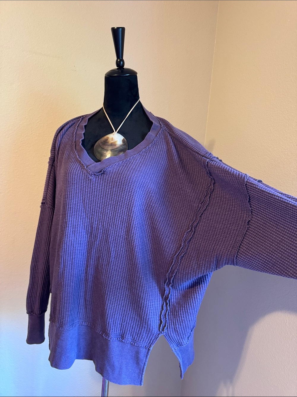 SO Women's Purple Waffle Knit Long Sleeve Top